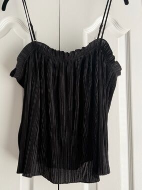 Madewell Black Pleated Spaghetti Strap Camisole
